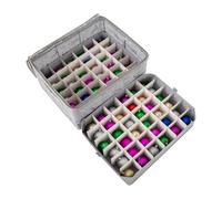 Periea 'Carol' Christmas Bauble Storage Box with 72 Slots: Collapsible with Metal Frames, Dividers, and Zippered Closure - Ideal for Delicate Xmas Ornament Decorations & Baubles - Metallic Deer