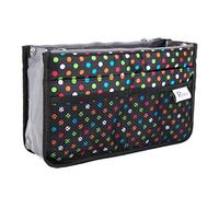 Periea Chelsy Handbag Organiser Insert (Black with Multi-Coloured Polka-dots, Medium)