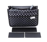 Periea 'Chelsy' Premium Handbag Organiser Insert: Structured Travel Pouch for Tote Bag, Purse Insert for Efficient Bag Organisation - Small, Black with White Polka Dots
