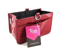 Periea Claire Luxury Crocodile Effect Faux Leather Handbag Organiser Insert- ideal for Most Medium Sized Handbags- 10 Pockets & 5 Double Card Slots (Red)