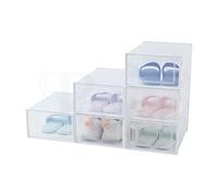 Periea ‘Dani’ Shoe Storage Boxes - Clear Thick Plastic, Stackable Shoe Box with Front & Rear Frames for Extra Rigidity - Thicker than Rival Boxes - 33 x 23 x 13.5cm (Pack of 6)