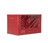 Periea 'Eden' Heavy Duty Tarp Jumbo Storage Boxes - Tough, Durable, Water-Resistant, Folding & Stackable with Strong Steel Frame for Home & Garage (Red)