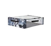 Periea Esme Folding Collapsible Stackable Fabric Underbed Home Storage Boxes with Steel Frames (Black Grey Floral)
