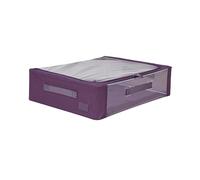 Periea Esme Folding Collapsible Stackable Fabric Underbed Home Storage Boxes with Steel Frames (Eggplant)