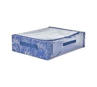 Periea Esme Folding Collapsible Stackable Fabric Underbed Home Storage Boxes with Steel Frames (Navy Metallic Floral)