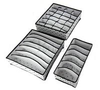 Periea Katrina Drawer Organiser Divider Pack of 3 Foldable Bedroom Drawer Organisers (Black Polka Dots)