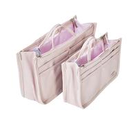 Periea Layla Set of 2 Handbag Organisers - Small & Medium Inserts, Premium PU Leather, Structured Bag Organiser with Handles (Baby Pink)