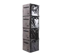 Periea Lola Collapsible Storage Cubes Pack Of 4, Foldable Fabric Storage Boxes With Front Zip And Viewing Window, Gold Leopard