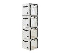 Periea Lola Collapsible Storage Cubes Pack Of 4, Foldable Fabric Storage Boxes With Front Zip And Viewing Window, Black Dot