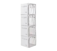 Periea ‘Lola’ Collapsible Storage Cubes Pack of 4 - Foldable Fabric Storage Boxes with Front Zip, Viewing Window & Heavy-Duty Base for Shelves, Wardrobes & Cube Units, Grey