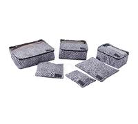 Periea Lucy Packing Cubes for Suitcases & Carry on Hand Luggage - Set of 6 Travel Packing Organisers - 6 Colours (Silver Leopard)