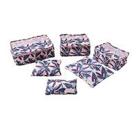Periea Lucy Packing Cubes for Suitcases & Carry on Hand Luggage - Set of 6 Travel Packing Organisers - 6 Colours (Peach Leaves)