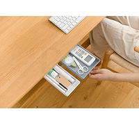 Periea ‘Luna’ Under Desk Drawer Storage Organiser - 2 Sizes - 2 Colours (1 Small & 1 Large, White & Grey)