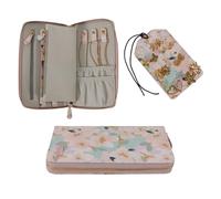 Periea Ruby Luxury Jewellery Travel Case - Compact Travel Jewellery Organiser with Anti-Tarnish Lining for Earrings, Rings & Necklaces (Painted Floral)