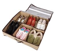 Periea ‘Sami’ Shoe Organiser - Foldable Shoe Storage Bag/Box for Tidying & Organising Shoes, Trainers, Heels & Boots - Anti-odour & Anti-mould Fabric (Beige)