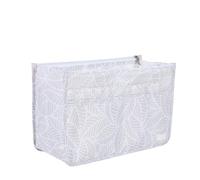 Periea 'Signature' Luxury Handbag Organiser Insert - 3 Sizes - (Grey Leaves, Large)