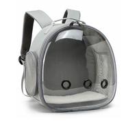 Periglo Pet Carrier Cage, Small Parrot Cage Pet Backpack, Portable Animal Carrier Travel Cage, Indoor and Outdoor Cage for Parrot, Hedgehog, Rat Parrot, Rabbit, Grey