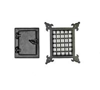 Perilla Home Cast Iron Safety Speakeasy Classic Style Black Grill & Girlle with Viewing Door Set Accent Door Gate Interior Privacy