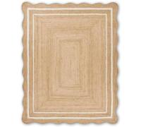 Perilla Home Natural Jute Area Rug Rectangle Wavy Boho Home Decor Area Rug - Hand Woven Rustic Vintage Reversible for Bedroom, Kitchen, Living Room, Hallway, Dining Room 2' x 3'
