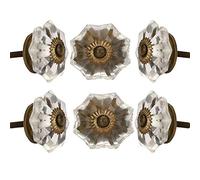Perilla Home Set of 6 Crystal Glass Knobs Kitchen Cabinet Cupboard Glass Door Knobs Dresser Wardrobe and Drawer Pull (Clear)