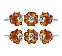 Perilla Home Set of 6 Crystal Knobs Decorative Glass Knobs for Home Kitchen Cabinet Hardware Cupboard Door Dresser Wardrobe and Drawer Pulls (Amber)