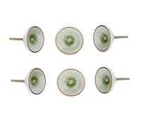 Perilla Home Set of 6 Marrakech Ceramic Light Green Knob Round Small Knobs Kitchen Cabinet Cupboard Glass Door Dressser Wardrobe and Drawers Pull Knob