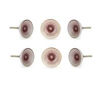 Perilla Home Set of 6 Marrakech Ceramic Pink Knob Round Small Knobs Kitchen Cabinet Cupboard Glass Door Dressser Wardrobe and Drawers Pull Knob