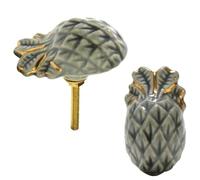 Perilla Home Set of 6 Pineapple Ceramic Knob Round Small Knobs Kitchen Cabinet Cupboard Glass Door Dressser Wardrobe and Drawers Pull Knob