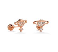 PERIMADE 18K Gold Plated Planet Saturn Stud Earrings Solid 925 Sterling Silver Moon Star Cross Studs for Women Dainty Cubic Zirconia Celestial Earrings Hypoallergenic Birthday Jewelry Gift