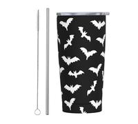 Perinsto Bats Halloween 20oz Travel Tumbler With Lid And Straw, Stainless Steel Tumblers Insulated Coffee Cup Mug Gift For Men Women