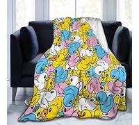 Perinsto Colorful Rubber Ducks Throw Blanket Ultra Soft Warm All Season Cute Cartoon Ducky Decorative Fleece Blankets for Bed Chair Car Sofa Couch Bedroom 80"X60"