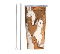 Perinsto Cute Alpacas 20oz Travel Tumbler With Lid And Straw, Llama Stainless Steel Tumblers Insulated Coffee Cup Mug Gift For Men Women