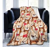 Perinsto Cute Bear Dolls Print Throw Blanket Ultra Soft Warm All Season Decorative Fleece Blankets for Bed Chair Car Sofa Couch Bedroom 80"X60"