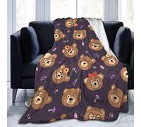 Perinsto Cute Teddy-Bear Throw Blanket Ultra Soft Warm All Season Bear Animals Decorative Fleece Blankets for Bed Chair Car Sofa Couch Bedroom 60"X50"