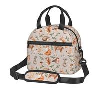 Perinsto Forest Animals Deers Lunch Bag Squirrel Fox Hedgehog Bird Reusable Insulated Lunch Tote Bag Lunchbox Container With Adjustable Shoulder Strap For Office Work School Picnic Travel