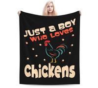 Perinsto Just A Boy Who Loves Chicken Throw Blanket Ultra Soft Warm All Season Decorative Fleece Blankets for Bed Chair Car Sofa Couch Bedroom 60"X50"