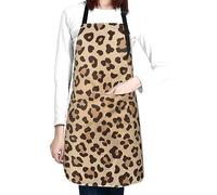 Perinsto Leopard Print Waterproof Apron With 2 Pockets Animal Skin Texture Kitchen Chef Aprons Bibs For Cooking Baking Painting Gardening Grooming