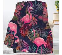 Perinsto Tropical Flamingos Palm Leaves Throw Blanket Ultra Soft Warm All Season Decorative Fleece Blankets for Bed Chair Car Sofa Couch Bedroom 80"X60"
