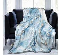 Perinsto White Blue Marble Throw Blanket Ultra Soft Warm All Season Decorative Fleece Blankets for Bed Chair Car Sofa Couch Bedroom 80"X60"