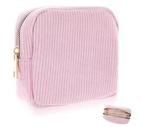 Period Bag for Teen Girls and Women, Cute Cosmetic Pouch with Zipper, Discreet Menstrual Pouch for Pads and Tampons, Corduroy Sanitary Napkin Storage Bag Perfect for Travel and Daily Use