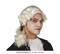 Period Man Wig Mens White Curly Judge Wig Adults Fancy Dress Accessory