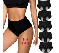 Period Pants, 5 Pcs Heavy Flow Menstrual Underwear for Women, High Waist Postpartum Knickers Panties Multipack with Leakproof Crotch for Extra Protection