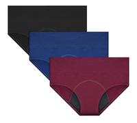 Period Pants for Women Heavy Flow High Waist Leakproof Menstrual Period Underwear Mesh Breathable Extra Protective Postpartum Panties Pack of 3,Black&Blue& Red,S