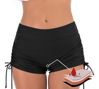 Period Pants for Women Swimming, High Waisted 4Ply Leakproof Bikini Menstrual Swimwear Bottoms for Girls Teens, Super Absorbent Quick Dry Swim Shorts for Beach Pool Black