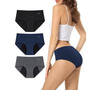Period Pants Heavy Flow 60ML Absorbency Period Underwear for Women Extra Protection Soft Breathable Leakproof Washable Menstrual Knickers Postpartum Underwear Pack of 3,Black&navy&dark floral grey,3XL