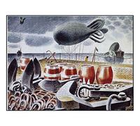 Period Prints Barrage Balloons, World War 2 - WW2 War Artist Captain Eric Ravilious