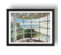 Period Prints Belle Tout Lighthouse Beachy Head by Eric Ravilious, vintage art, framed A3 reproduction poster print in 17x13 inch frame