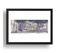 Period Prints Cabbages in an Orchard by Charles Rennie Mackintosh, vintage art, A3 reproduction in 17x13 Black Frame