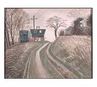 Period Prints Caravans near Glynde Sussex South Downs 1936 by Eric Ravilious