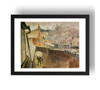 Period Prints Castle Hedingham Essex by Eric Ravilious, vintage art, framed A3 reproduction poster print in 17x13 inch frame